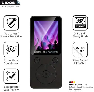 dipos – 4x Beschermfolie geschikt voor Aivane S11 MP3-Player | Krasbestendige & heldere Screenprotector Ultra-Thin