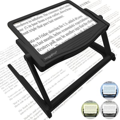 Grote LED Lese Pagina Vergrootglas met Handsfree Standard en Kleurlichtmodi