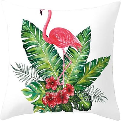 Housse de coussin Flamant Rose Plantes Tropicales d'Été Housse de coussin Décorative Impression Flamant Rose Housse de coussin jeté Plantes Tropicales ZT51 45x45cm