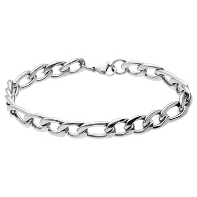 Lucardi - Heren Stainless steel herenarmband gourmetschakel - Armband - Staal - Zilverkleurig - 19 cm