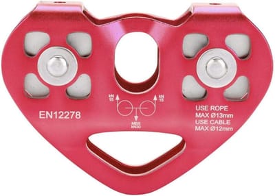 30KN Climbing Pulley Double Pulley Zip Line Rescue Cable Truck Outdoor Rock Climbing Equipment(Red)