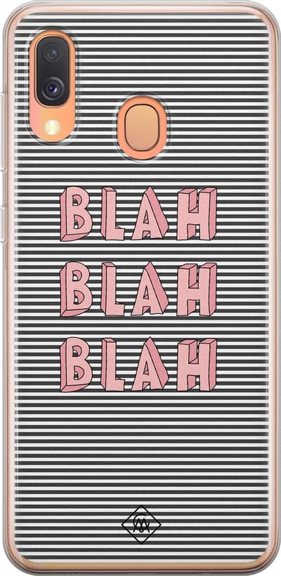 Casimoda® hoesje - Geschikt voor Samsung A40 - Blah Blah Blah - Backcover - Siliconen/TPU - Blauw
