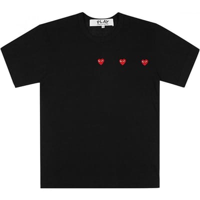 Comme Des Garcons Ax T337 051 1 p1T337 1 Play Play Drie Harten Waffen Gewoon T-shirt met Korte Mouwen AX-T337-051 1 (S) black