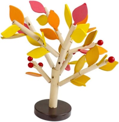 Houten Boom Bouwset - Educatief Speelgoed - Kinderen Leren - Levensachtige Bladeren - 35x35CM - Geel