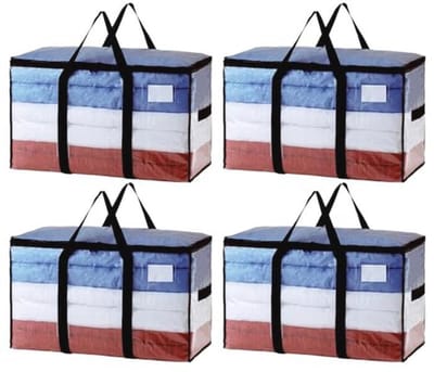 TAILI Extra grote verhuiszakken, 4-pack doorzichtige zware bakken voor opslag, wrap around handgrepen, opbergzakken voor ruimtebesparende verhuisopslag, alternatief voor verhuisdozen