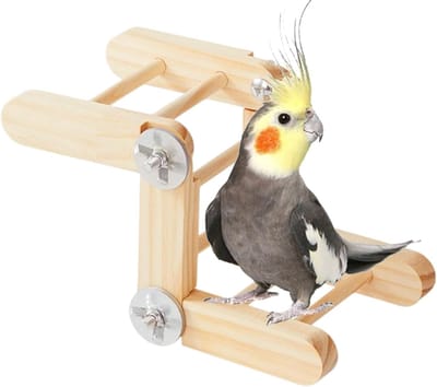 Vogelladder Hout - Klimtouw Vogel - Vogels Trainen - Natuurlijk Grenenhout - 20 x 10 x 10 cm - Niet gespecificeerd