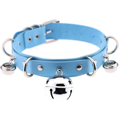 Trendy Punk Leren Choker Ketting Meerlaags Belletjes Metalen Choker Halsband Ketting Handgemaakt Boho Gothic Kostuum Sieraden gray