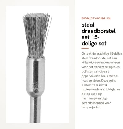 Dailygoods - staal draadborstel set - 15-delige set voor polijsten en reinigen - geschikt voor metaal en hout - voor professioneel gebruik - ideaal vo...