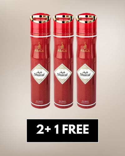 Air Freshener Sharaf by Risala – 300ml x3 – Long Lasting Arabic Oriental Room Spray from Dubai – Mandarin, White Blossom, Musk & Amber Fragrance