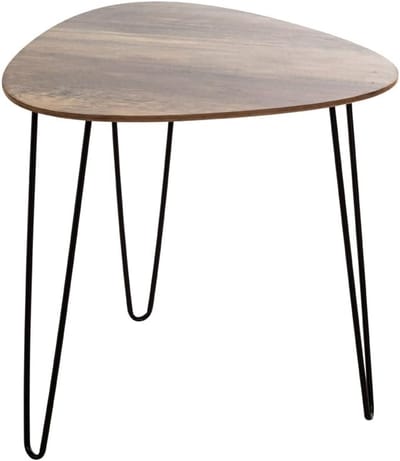 Moderne Bijzettafel Rond Eikenlook en Zwart Metaal