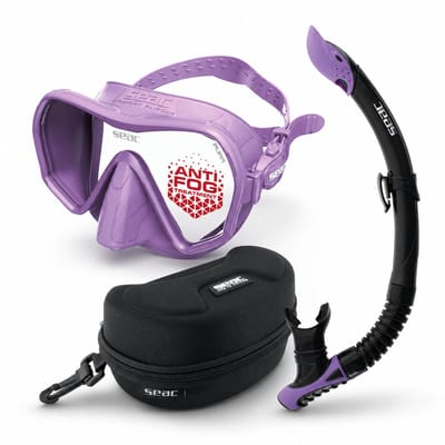 SEAC Pura Snorkelset – Duikbril / Duikmasker met Snorkel – Anti-Fog – Inclusief Opbergbox – Lila