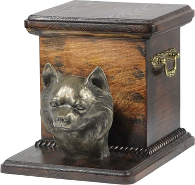 Elegante urn voor hondenas met langharige Chihuahua beeldje