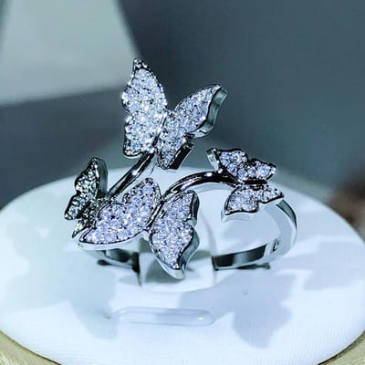 Sterling zilver Elegante Strikring Kleurrijke Verstelbare Ring Inleg Zirkoon Ring Mode Sieraden Trouw Verlovingsring resizable gray