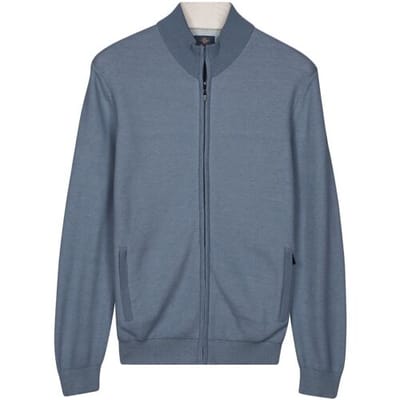 Baileys Vest Full Zip Two-Tone Fine Textured Jacquard Allover Plated Riviera Blue / male