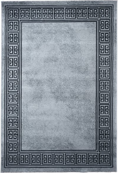 Blanca Vloerkleed – Laagpolig vloerkleed met Griekse rand – Grijs/Zwart – 240x330 cm