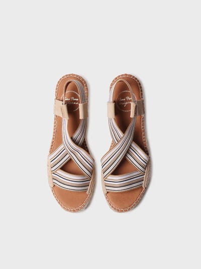 Dames espadrille met sleehak en elastische banden | TINA