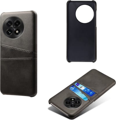 MobyDefend Hoesje - Geschikt voor OnePlus 13 - Lederen Backcover Met Vakjes Pasjes - Zwart