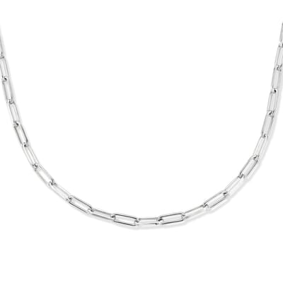 YO&NO -Ketting - Paperclip - Platte Buis - 2,3 mm - 42 + 3 cm - Sieraden Vrouw - Zilver 925