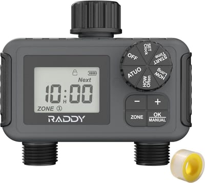 Irrigatiecomputer met 2 Uitgangen - Watertimer voor Tuinirrigatie met Regenvertraging en Automatische Sprinkltimer