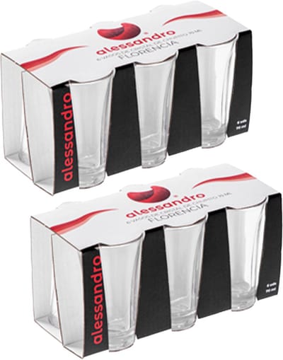 Alessandro Shotglaasjes Florencia Crystal - 12x stuks - glas - 70ml - borrelglazen - likeurglazen