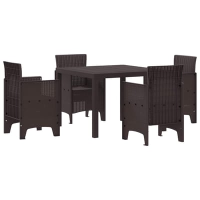 vidaXL - Tuin - Eettafel - Set - 5 - st - Bruin - Polypropyleen