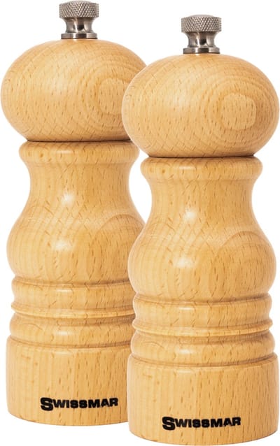 Swissmar Castell - Peper en Zoutmolen set - Beukenhout - Naturel - 14cm - Instelbare Maalgraad