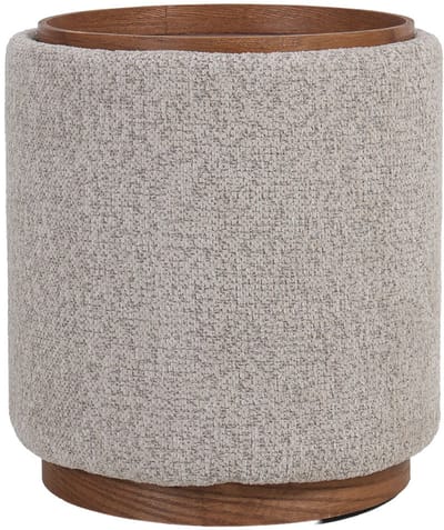 DÉJA Living Bijzettafel Marcia – Rond – Met Opbergruimte – Essen Fineer – 40x40x44 cm – Taupe/Walnoot