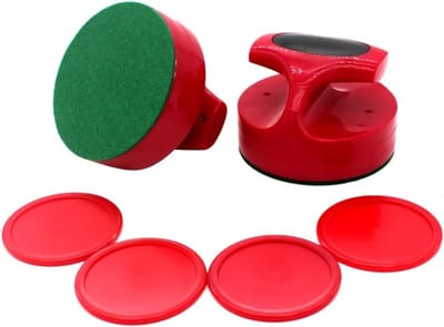 Air Hockey Set - Tafel Hockey - Spel Verbeteren - Ergonomisch Ontwerp - 94x66mm Handvat - Rood