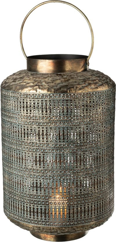 J-Line lantaarn Antiek Cilinder - ijzer - brons - large