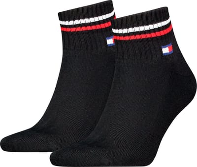 Tommy Hilfiger unisex kwartsokken in retro-design, enkelhoog, set van 2