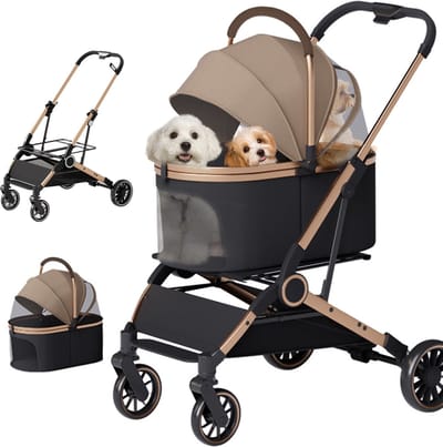 Inkapbare Hondenbuggy / 2 in 1 Hondenbugy Snow tot 25kg - Transporttas & Hondenbuggy - Khaki