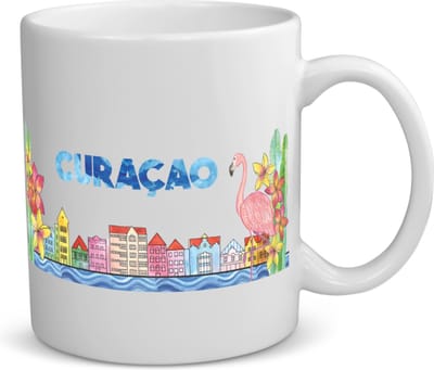 Sleutelhanger wereld - curacao koffiemok - theemok - Wereld - vakantieliefhebber - antillen - handelskade - 350 ML inhoud