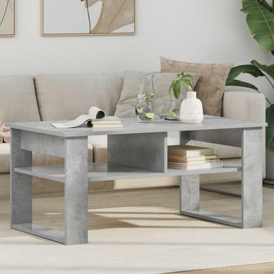 vidaXL - Salontafel - Beton - Grijs - 96 - x - 54 - x - 44 - cm - Bewerkt - hout