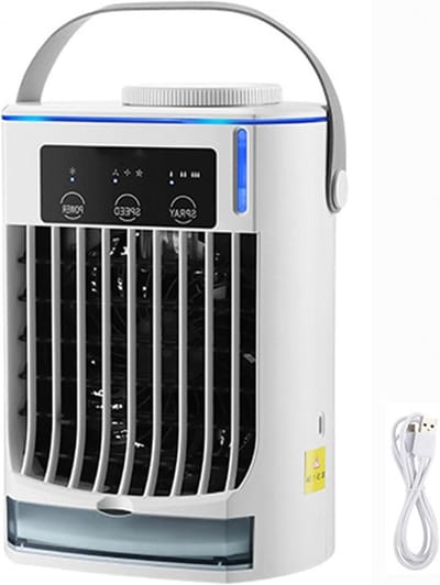 Draagbare Airco - Mini Koeler - Persoonlijke Koeling - 3 Instelbare Snelheden - 500 ml Reservoir - Wit
