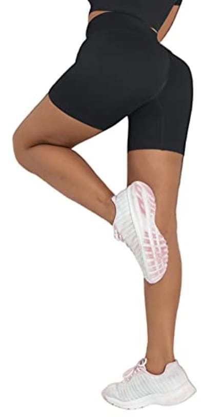 Dames sportshorts met hoge taille - Naadloze trainingsbroek voor yoga en fitness