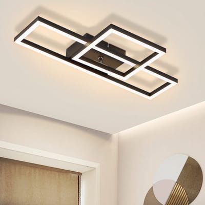 NETTLIFE Plafondlamp LED - Zwart - vierkant - 2-Lichts - Modern - 20W Plafondverlichting - 3000K Warm Wit Licht - Metaal - voor Woonkamer | Slaafkamer | Keuken | Hal