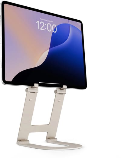 Twelve South Curve Mini iPad-standaard – Verhoogt uw tablet tot 6 inch – Verstelt soepel naar verschillende hoeken – Ultra-compact en gemakkelijk mee te nemen - Beige