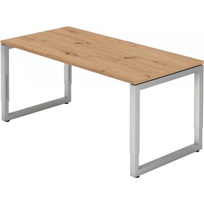 REGO 16 S | Bureau - 160 x 80 Tafelhoogte I In hoogte verstelbaar Essen-Eik/Zilver