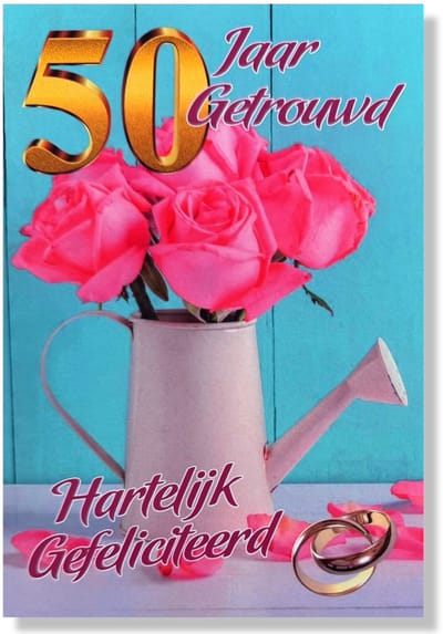 50 jaar Getrouwd! Luxe huwelijk wenskaart 50 jarig jubilieum - 12x17cm - Gevouwen kaart inclusief envelop - Huwelijkskaart'