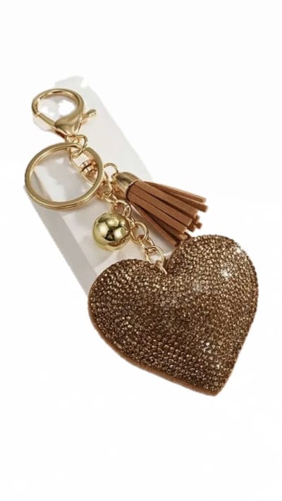 Bag Charm - Tashanger - Sleutelhanger - Grote Hart bruin - heart - Cadeau - Kerst - moeder