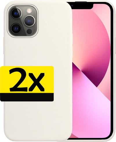 Hoesje - 2 Stuks - Geschikt voor Apple iPhone 14 Pro - Sterk & Shockproof - Case Siliconen - Back Cover - Telefoon Hoes - Telefoonhoesjes - Wit