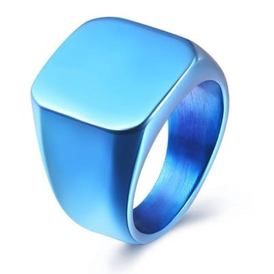 Zegelring Heren Blauw - 18-19mm - Ringen Mannen - Heren Ring Heren - Zegelring Dames - Papa Cadeau Voor Mannen - Vaderdag