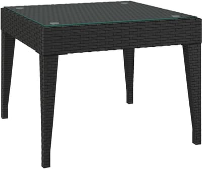 Buitentafel - Tuin Tafel - Drankjes Plaatsen - Gehard Glas - 50x50x38 cm - Zwart