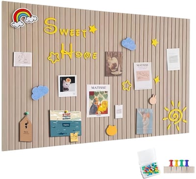 Dailygoods- Prikbord Groot - Zelfklevend Vilt - 90 x 60 cm - 6 Panelen - 30 Punaises - Wanddecoratie voor Kantoor - Bulletinboard