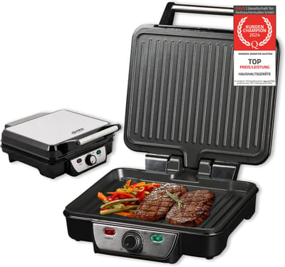 TZS First Austria Contactgrill - 1800 W - Tosti-apparaat - 180 °C grill - Panini Grill - Zwart