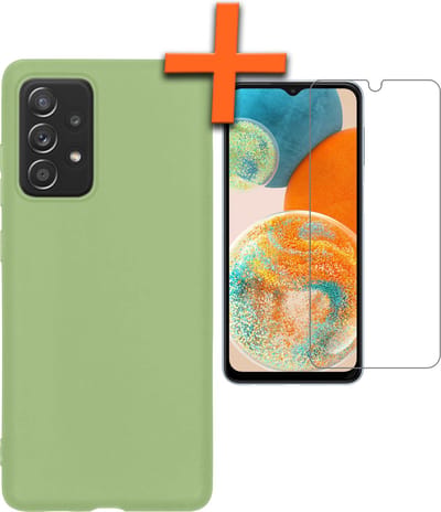 Hoes - Met Screenprotector - Geschikt voor Samsung Galaxy A23 - Sterk & Shockproof - Back Cover - Siliconen Case - Telefoon Hoes - Groen