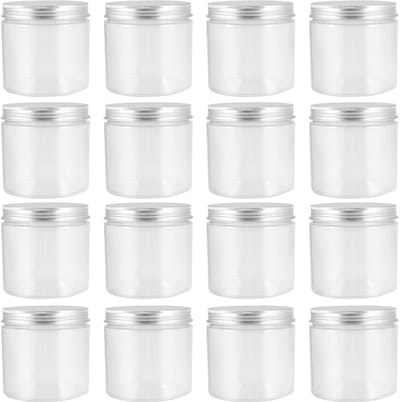 Dailygoods- Opslagpotten 350ml - 12 Stuks - Voedselveilige Plastic Jars - Aluminium Schroefdeksel - Transparant - Duurzaam met Airtight Sluiting - Opslagcontainers