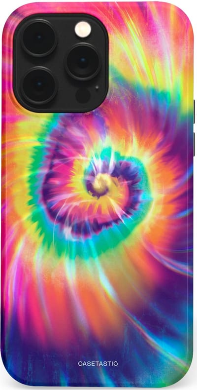 Casetastic hoesje geschikt voor Apple iPhone 14 Pro Max - MagSafe - Dubbellaagse bescherming - Kleurrijke draaikolk - Fashion Case - Donkerblauw Roze Goud Lavendel