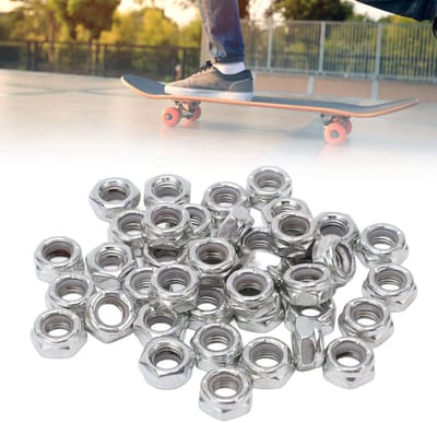Dailygoods- Asmoeren 40 Stuks - Skateboard Trucks - Koolstofstaal - M8 Schroefdraad - Vervangingsmoeren - Universeel Gebruik - Skateboardmoeren