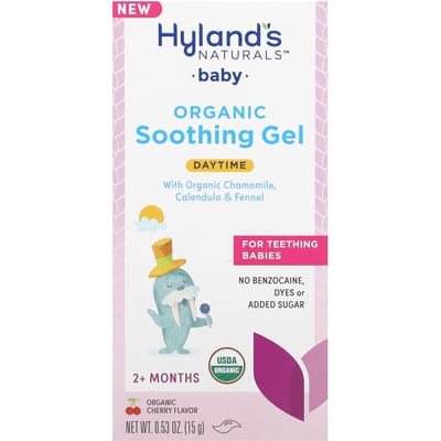 Hyland's Naturals, Baby Organic Soothing Gel, Daytime, Ages 2 months+, Organic Cherry, 0.53 oz (15 g) white